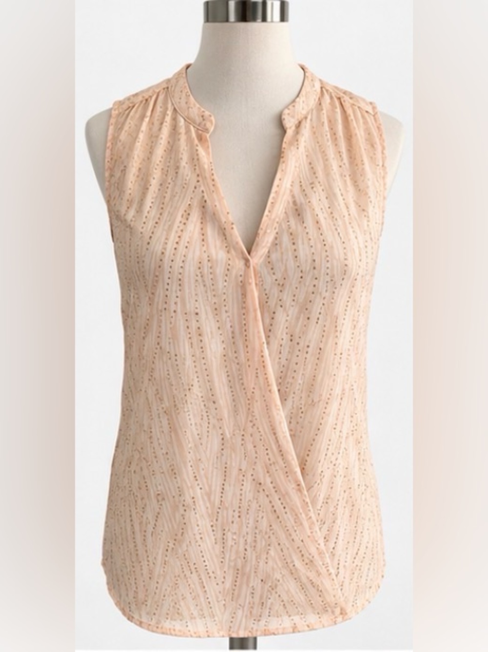 [New York & Company] Blush Peach Gold Metallic Sleeveless Blouse – Size XS